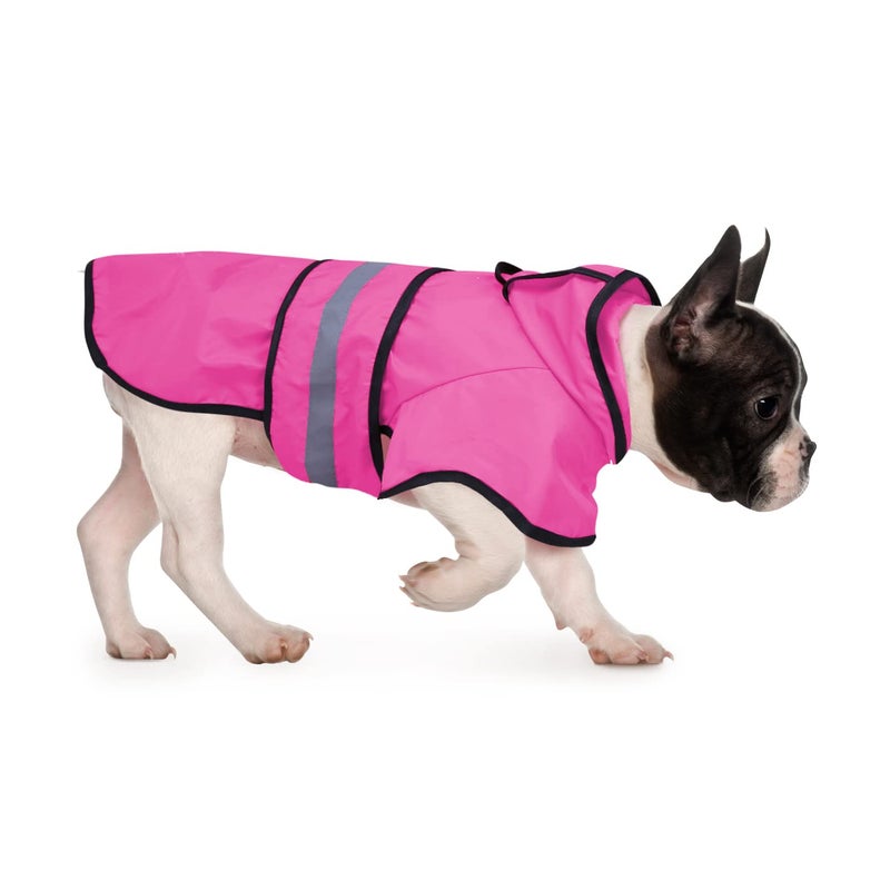 HDE Dog Raincoat Jacket Reflective Adjustable Hooded Pet Poncho Rain Coat with Leash Hole for Small to X-Large Dogs Pink - S - Image 1